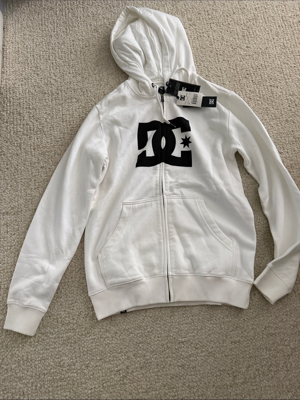 DC White Hoodie with Black Logo
